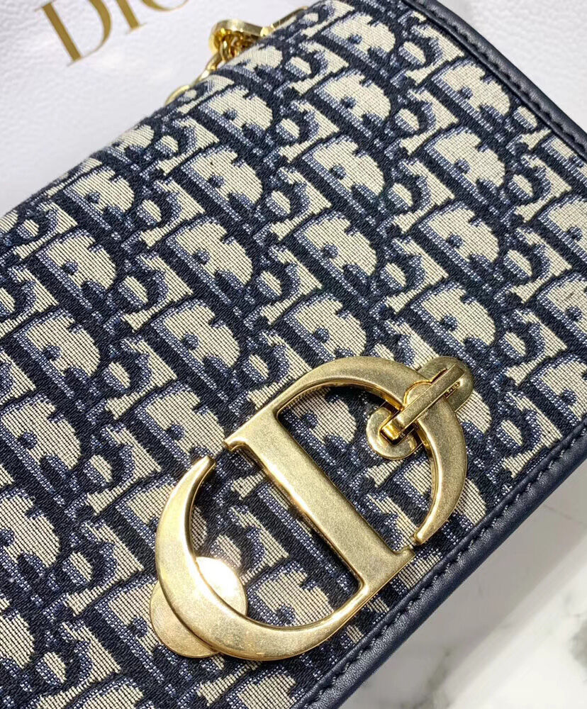 Christian Dior 30 Montaigne Bag with Chain Dark Blue